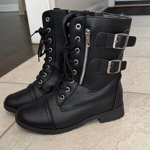 Black Lace-Up Combat Boots